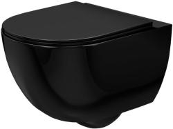 Унитаз подвесной REA CARLO MINI, черный, горизонтальный (прямой) выпуск, безободковый, с быстросьемным сиденьем микролифт, дюропласт, антивсплеск