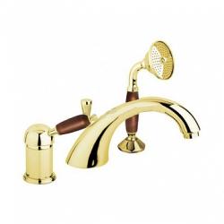 Смеситель для ванны/душа Cezares Elite, на борт ванны, однорычажный, неповоротный, длина 200 мм, керамический, латунь, цвет золото