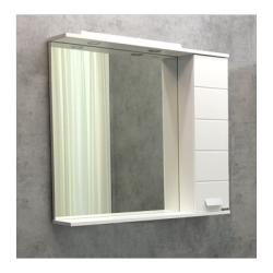 Зеркальный шкаф Comforty Модена М 90, с LED/ЛЕД-подсветкой, 90х79х15,5 см, подвесной, цвет белый матовый, зеркало, с 1 распашной дверцей/полки, механизм плавного закрывания, прямоугольный