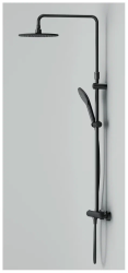 Душевая система Am.Pm Like, высота 146 см, цвет черный матовый, комплект: термостатический смеситель/тропический душ (с верхней лейкой)/стойка/лейка/шланг