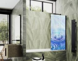 Душевая шторка на ванну MaybahGlass, 140х70 см, стекло с рисунком (ФП012)/профиль широкий, цвет черный, фиксированная, закаленное стекло 8 мм, плоская/панель, правая/левая, правосторонняя/левосторонняя, универсальная