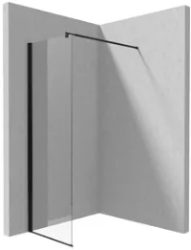Душевая перегородка Deante Kerria Plus Walk-In, 70х200 см, прозрачное стекло/профиль черный, правая/левая, плоская (панель), из прозрачного стекла, (ограждение без поддона) стеклянная