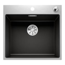 Мойка кухонная Blanco SUBLINE 500-IF/A SteelFrame SILGRANIT 54,3х51х19 см, встраиваемая в уровень со столешницей, искусственный камень, прямоугольная, цвет черный, без отверстия под смеситель, клапан - автомат InFino®, слив-перелив