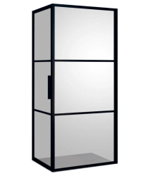 Душевой уголок Riho Grid GB203, 120х90 см, без поддона, прямоугольный, пристенный/угловой, стекло прозрачное, (без сифона) без крыши, распашной, стеклянный, алюминиевый профиль (черный)