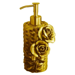 Дозатор жидкого мыла Art&Max Rose, настольный, латунь, форма округлая, для мыла в ванную/туалет/душевую кабину, цвет золото, к стене