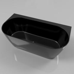 Ванна Whitecross Pearl B, 155х78 см, из искусственного камня, цвет- черный глянцевый, (без гидромассажа) овальная, пристенная, правосторонняя/левосторонняя, правая/левая, универсальная