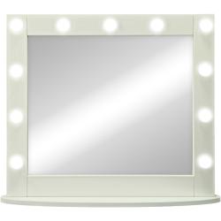 Зеркало гримерное Континент, 80х70 см, с LED/ЛЕД-лампами (11 ламп), прямоугольное, цвет рамы: белый, выключатель механический, светодиодное, настольное