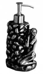 Дозатор жидкого мыла Art&Max Juno, настольный, латунь, форма округлая, для мыла в ванную/туалет/душевую кабину, цвет серебро