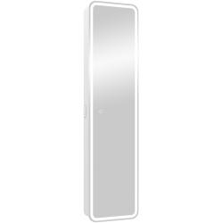Зеркальный шкаф Континент "Lorenzo Led", 40х160 см, подвесной, с LED/ЛЕД-подсветкой, выключатель: сенсорный, цвет белый, зеркало, 1 распашная дверца, прямоугольный