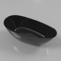 Ванна Whitecross Spinel A, 150х70 см, из искусственного камня, цвет- черный глянцевый, (без гидромассажа) овальная, отдельностоящая, правосторонняя/левосторонняя, правая/левая, универсальная