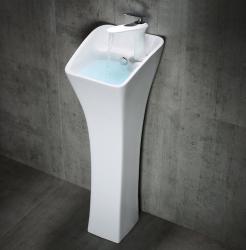 Раковина для ванной CeramaLux M9012 28х87х31 напольная, квадратная, керамическая/фарфоровая, цвет белый, с отверстием под смеситель, слив-перелив