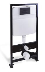 Инсталляция Logan с кнопкой смыва Oval/черный матовый, (клавишей смыва, двойного слива), система для подвесного унитаза, со скрытым смывным бачком (бак), комплект, размеры рамы (каркас) 17х55х117 см, скрытая, в сборе