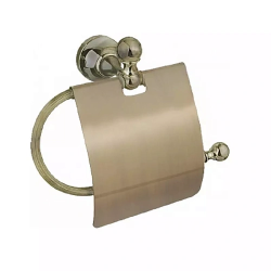 Держатель для туалетной бумаги Cezares OLIMP, с крышкой, цвет: бронза, настенный, латунный, форма прямоугольная, для туалета/ванной, бумагодержатель