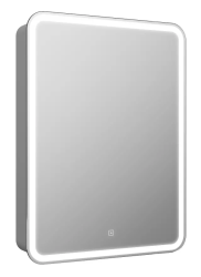 Зеркальный шкаф Континент "Elliott Led", 55х80 см, подвесной, с LED/ЛЕД-подсветкой, выключатель: сенсорный, цвет белый, зеркало, 1 распашная дверца, прямоугольный, правый