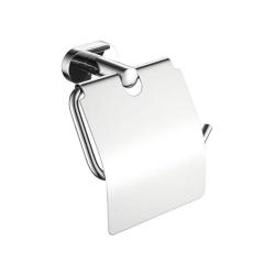 Держатель для туалетной бумаги SHEVANIK (хром) с крышкой настенный, металлический, для туалета/ванной, на стенку