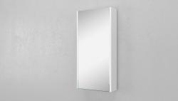 Зеркальный шкаф Velvex Klaufs 40-216, 400х139х800 мм, подвесной, цвет белый, зеркало, 1 распашная дверца/2 стеклянные полки, прямоугольный, левый/правый, левосторонний/правосторонний/универсальный