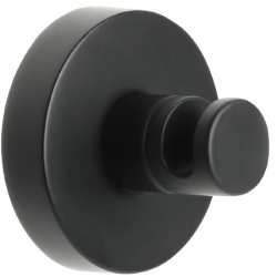 Крючок одинарный Fixsen Comfort Black, настенный, форма округлая, стальной, для полотенец в ванную/туалет/душевую кабину, цвет черный матовый, врезной, одинарный