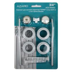 Комплект для монтажа радиатора Azario AZ3/4-11, с 2-мя кронштейнами, 3/4",  11 предметов, пластик/сталь, для радиатора/обогреввателя/батареи