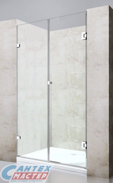 Душевая дверь Oporto OS 3M 110х190 матовое стекло в нишу, открывание правое/левое, прозрачное закаленное стекло, раздвизжная, профиль хром, прямоугольная (душевое ограждение без поддона)
