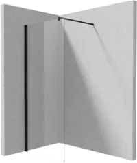 Душевая перегородка Deante Kerria Plus Walk-In, 80х200 см, прозрачное стекло/профиль черный, правая/левая, плоская (панель), из прозрачного стекла, (ограждение без поддона) стеклянная