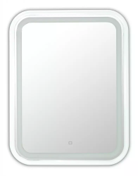 Зеркало Loranto Бергамо, 60х80 см, с LED/ЛЕД-подсветкой, округлое, универсальное, выключатель сенсорный,  для ванны, навесное/подвесное/настенное