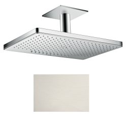 Верхний душ AXOR ShowerSolutions 460/300 2jet, с потолочным подсоединением, потолочный монтаж, прямоугольный, с 2 режимами, размер 46,6х30 см, металлический, цвет: под сталь, для душа/ванной