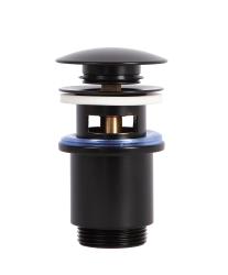 Донный клапан Arrowhead 1-1/4", 80 мм с переливом, клик-клак, черный, латунный, круглый, для раковины, с переливом, для раковины/умывальника 740008