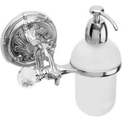 Дозатор жидкого мыла Art&Max Barocco Crystal, настенный, латунь/стекло, форма округлая, для мыла в ванную/туалет/душевую кабину, цвет хром, к стене