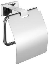 Держатель для туалетной бумаги SHEVANIK (хром) с крышкой настенный, металлический, для туалета/ванной, на стенку