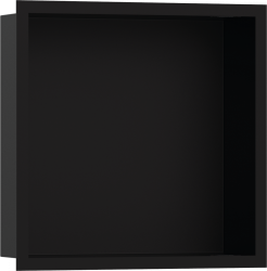 Полка Hansgrohe XtraStoris Individual 300/300/100, с дизайнерской рамой, размер 30х30х10 см, встраиваемая в нишу, форма прямоугольная, цвет матовый черный, нержавеющая сталь, встроенная/настенная, шкаф/короб