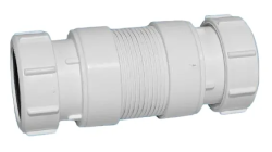 Труба гофрированная McAlpine раздвижная длина 124-173 мм, d 50 мм, вход/выход комп. 40 мм гофра для сифона, пластик, трубный