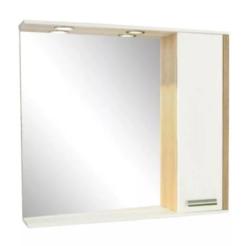 Зеркальный шкаф Comforty Тулуза 90, с LED/ЛЕД-подсветкой, 90х83,2х15,5 см, подвесной, цвет сосна лоредо, зеркало, с 1 распашной дверцей/полки, механизм плавного закрывания, прямоугольный