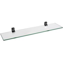 Полка стеклянная Art&Max Gina, настенная, латунь/стекло, форма прямоугольная, под зеркало в ванную/туалет/душевую кабину, цвет хром