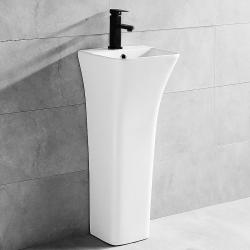 Раковина для ванной CeramaLux G-515 34х84х34 напольная, квадратная, керамическая/фарфоровая, цвет белый, с отверстием под смеситель, слив-перелив
