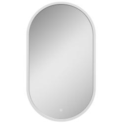 Зеркало Континент "Prime White Led", 45х80 см, с LED/ЛЕД-подсветкой, цвет рамы: белый, овальное, выключатель сенсорный, для ванны, навесное/подвесное/настенное