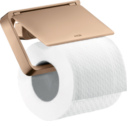 Держатель для туалетной бумаги Axor Universal Accessories, с крышкой, настенный, металлический, форма прямоугольная, для рулона туалетной бумаги, в ванную/туалет, цвет полированное красное золото, к стене