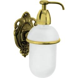 Дозатор жидкого мыла Art&Max Impero, настенный, латунь, форма округлая, для мыла в ванную/туалет/душевую кабину, цвет античное золото