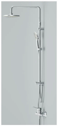 Душевая система Am.Pm X-Joy, высота 146 см, цвет хром, комплект: однорычажный смеситель/тропический душ (с верхней лейкой)/стойка/лейка/шланг