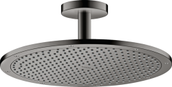Верхний душ AXOR ShowerSolutions 350 1jet, с потолочным подсоединением, потолочный монтаж, круглый, с 1 режимом, размер 35 см, металлический, цвет: полированный черный хром, для душа/ванной