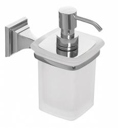 Дозатор жидкого мыла Art&Max Zoe, настольный, латунь/стекло, форма квадратная, для мыла в ванную/туалет/душевую кабину, цвет хром