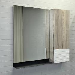 Зеркальный шкаф Comforty Страсбург 90, 90х80х14 см, подвесной, цвет дуб дымчатый, зеркало, с 1 распашной дверцей/полки, механизм плавного закрывания, прямоугольный