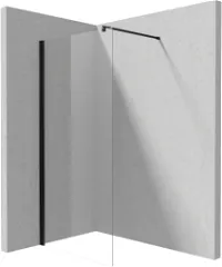 Душевая перегородка Deante Kerria Plus Walk-In, 100х200 см, прозрачное стекло/профиль черный, правая/левая, плоская (панель), из прозрачного стекла, (ограждение без поддона) стеклянная