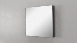 Зеркальный шкаф Velvex Klaufs 80-216, 803х140х800 мм, подвесной, цвет черный, зеркало, 2 распашные дверцы/2 стеклянные полки, прямоугольный, левый/правый, левосторонний/правосторонний/универсальный