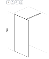 Душевая перегородка Ravak Walk-In Wall, 70х200 см, прозрачное стекло, правая/левая, универсальная, закаленное стекло 8 мм, профиль белый матовый