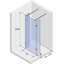 Душевая перегородка Riho SZ Scandic NXT X202, 116х37х200 см, прозрачное стекло, правая/левая, универсальная, фиксированная, прозрачное закаленное стекло, профиль хром, прямоугольная