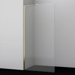 Боковая панель/душевая перегородка WasserKRAFT Aisch 55P, 80х200 см, прозрачное стекло/профиль золото матовое, правая/левая, плоская (панель), из закаленного стекла, (ограждение без поддона)