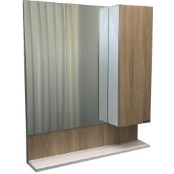 Зеркальный шкаф Comforty Рига 70, 70х80х13 см, подвесной, цвет дуб сонома, зеркало, с 1 распашной дверцей/полки, механизм плавного закрывания, прямоугольный