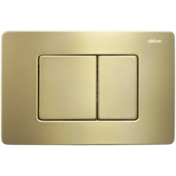 Кнопка смыва ABBER, прямоугольная, цвет: золото матовое, нержавеющая сталь, клавиша управления для сливного бачка, инсталляции унитаза, двойная, механическая, панель, универсальная, размер 24,6х16,5х0,7 см, скрытое размещение