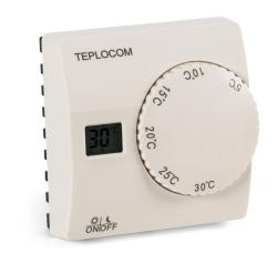 Терморегулятор БАСТИОН TEPLOCOM TS-2AA/8A температурный, проводной (белый), комнатный, для систем электрического теплого пола (термостат аналоговый), жк дисплей