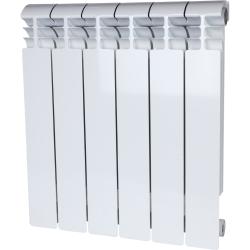 Радиатор STOUT VEGA 500/6 алюминиевый, боковое подключение, для отопления квартиры, дома, водяные, мощность 1092 Вт, настенный, цвет белый